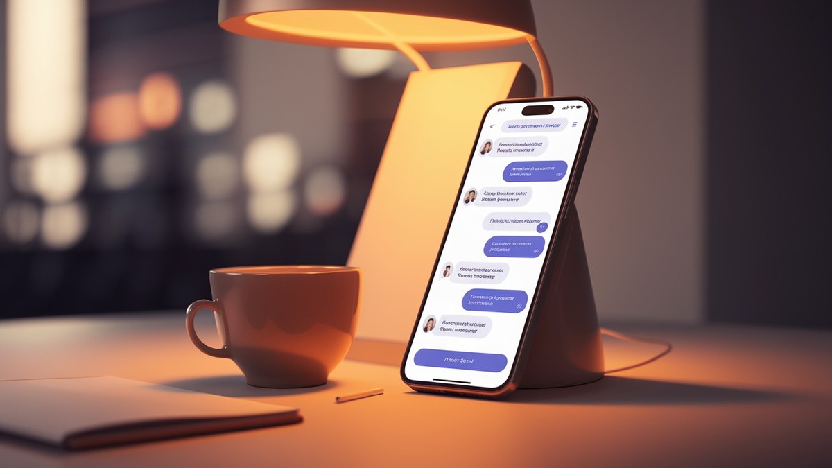 Tela de smartphone com conversa de WhatsApp mostrando respostas rápidas da IA
